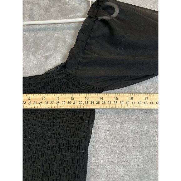 Windsor Dress Small Black Smocked Back Long Sleeve Knee Length NWT - Picture 15 of 16